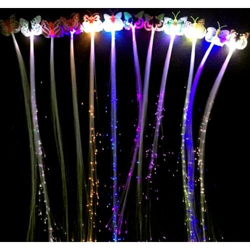 24PCS Christmas Colorful 36CM LED butterfly Braid Glow DIY Wig Hair Extension Decoration For Wedding Birthday Party Articles
