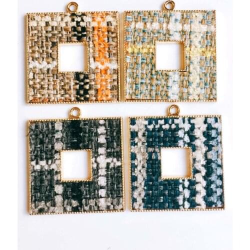 Square Wool Stuff Spacer Pendant Necklace Supplies for Jewelry Making Earring Accessories DIY Components 4pcs KP2007