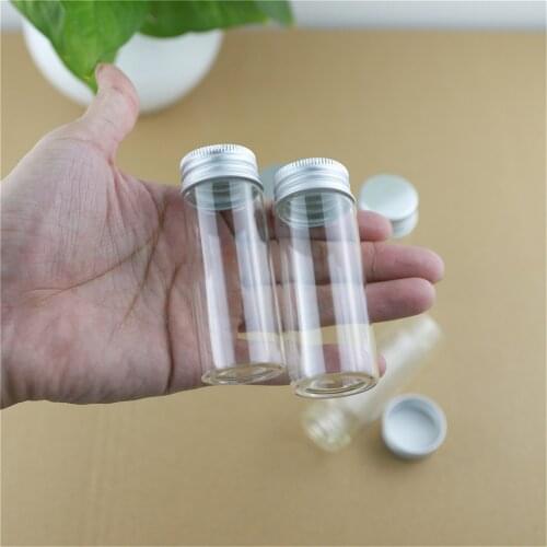6 Pieces 30*80mm 40ml Small Glass bottle Silver Screw Cap Test Tube Storage Containers Tiny Glass Jars Spice Vial