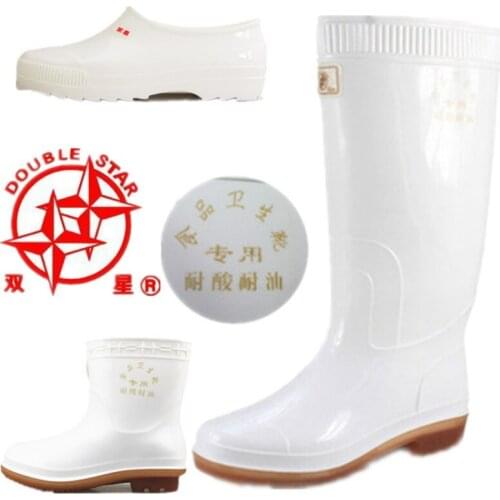 White rain boots for men and women high tube food hygiene boots waterproof rain boots acid and alkali oil resistant chef shoes