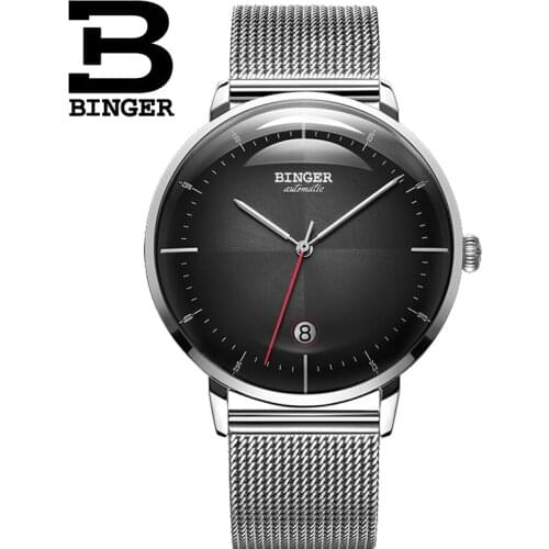 BINGER Original wrist watch men automatic mechanical simple business male clocks waterproof casual fashion wristwatches 2019