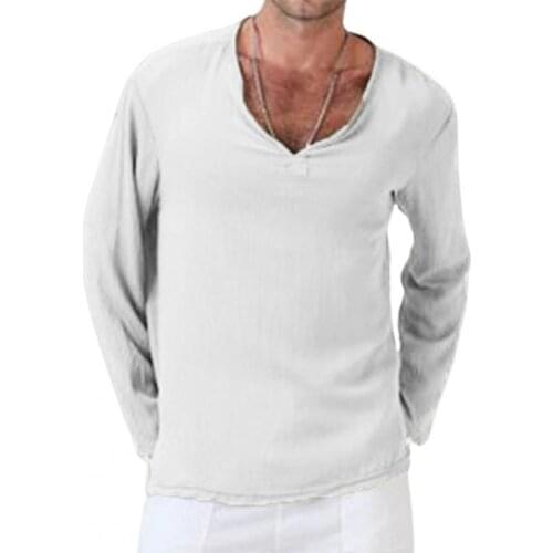 Fashion Simple Men T-shirt Casual Solid Color V Neck Summer Long Sleeve All Match Pullover for Daily Wear Male T-shirts XXXXL