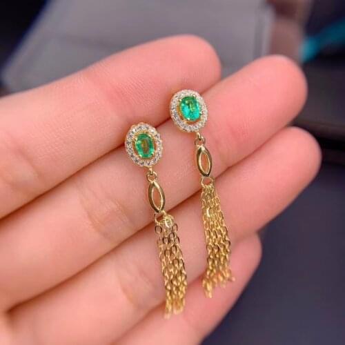 KJJEAXCMY Fine Jewelry 925 sterling silver inlaid natural Emerald female new earrings Eardrop lovely support test hot selling