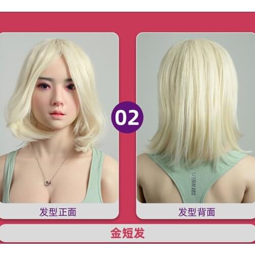 Short golden hair wig of Real Silicone Sex Doll hair Big Breast Love Doll wigs women Skeleton Big TPE Sexy Hot Sale Sex Toy wig