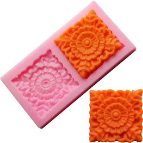 Square Flower Chocolate Silicone Mold DIY Candy Biscuit Cake Lace Decoration Mold Baking Cake Decoration Accessories