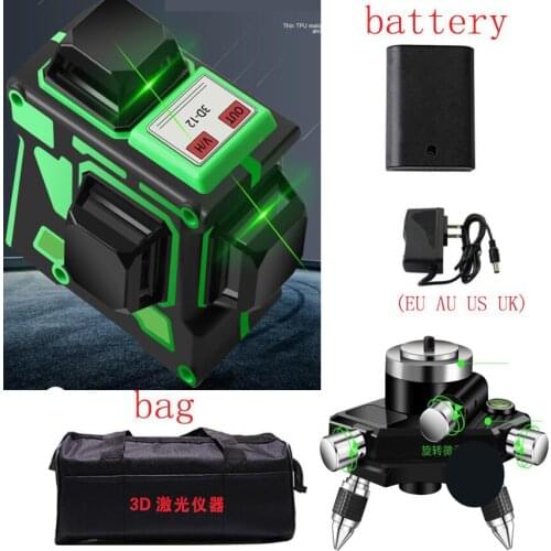 12 Lines 3D Cross Line Laser Level Green Laser Beam Line Self-Leveling 360 Vertical & Horizontal Cross Super Powerful