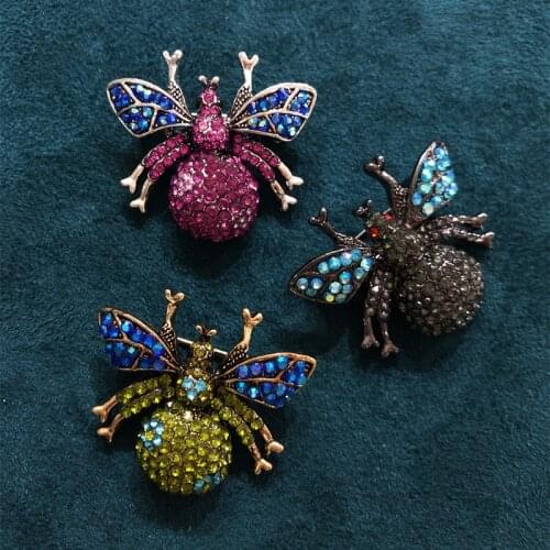 Fashion Bee Rhinestone Brooches Pin Insect Bug Collective Brooch Broach Women Men Pin Jewelry Scarf Clip