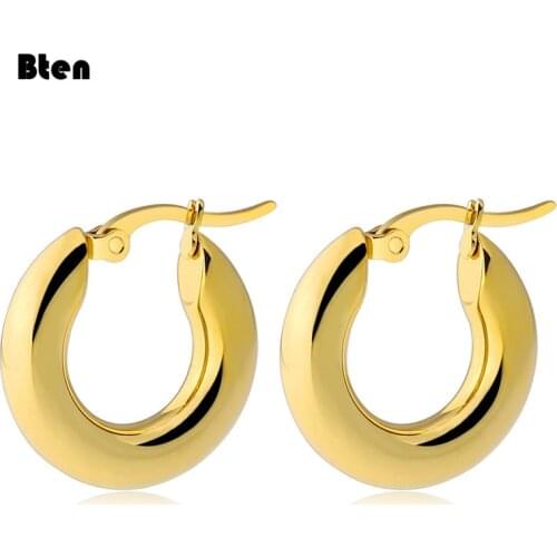 New 2 color classic 316L stainless steel popular earrings solid weight smooth 20-30mm earrings fine polished smooth