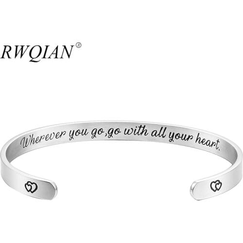 Personalized Motivational Bracelet Stainless Steel Custom Graduation Bracelets for Women Jewelry 2020 Graduation Gift with Box