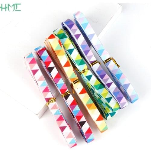5y/6y 10mm Multi color option geometric pattern Grosgrain Ribbon Gift Packing Tape DIY Hair Bow & Sewing Accessories