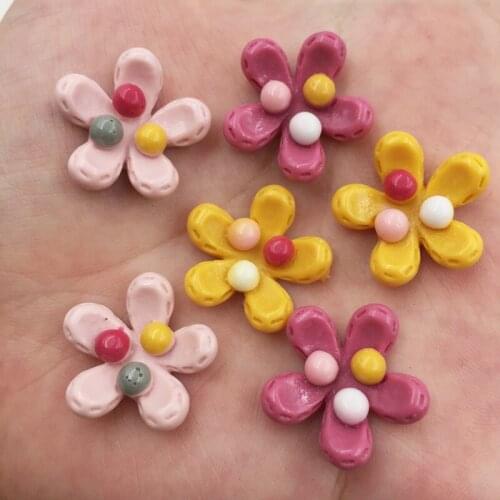 Hand Painted Resin Mix Colorful Kawaii Flower Flatback Cabochon Stone 12PCS Scrapbook DIY Decor Home Figurine Crafts OF926
