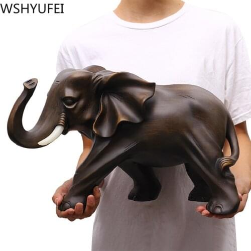 Chinese Style Simulation Elephant Animal Resin Statue Home Accessories Desk Entrance Ornaments Decorations Birthday Present