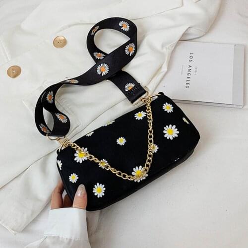 Fashion Women Daisy Flower Shoulder Bag Simple Casual Chain Female Small Crossbody Bag Pouch 2020 Trend Shopping Bag