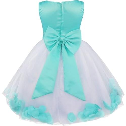 Toddler Kids Girls Wedding Pageant Dress Cute Flower Petals Tulle Dresses Party Flower Girl Vestido Summer Sleeveless Mesh Dress