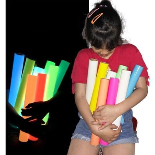 1 Roll 25cmx100cm Luminous glow in dark Heat Transfer Vinyl noctilucent Heat Press Machine Tshirt Iron On HTV for Night dance