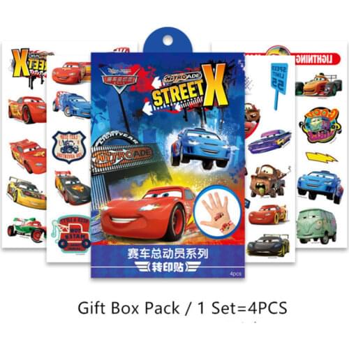 Disney Kids Temporary Tattoo Stickers Baby Boy Toy Pixar Car Body Art Waterproof Tattoo Stickers With Gift Box