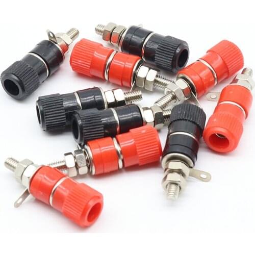 High Quality 1 pair (RED + BLACK) Amplifier Terminal Binding Post Banana Plug Jack Panel mount connector