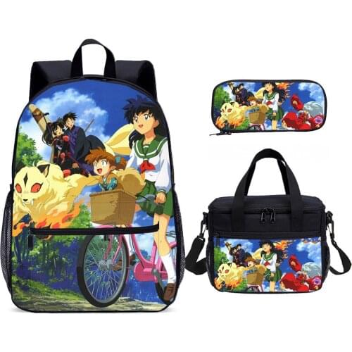Japan Anime Cartoon School Bags Set Inuyasha School Student Backpacks Set Children Kid Travel Bag With Food Package