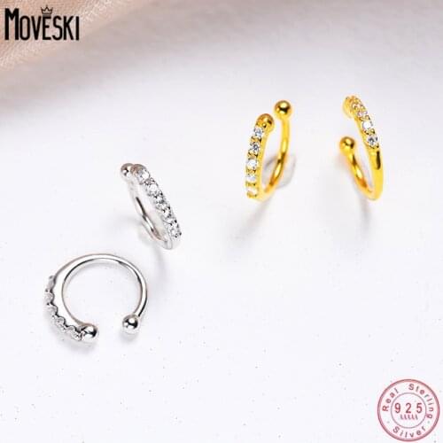 MOVESKI 925 Sterling Silver No Pierced Ears Ear Clip Women Small Simple Temperament Earrings Wedding Party Gift Jewelry