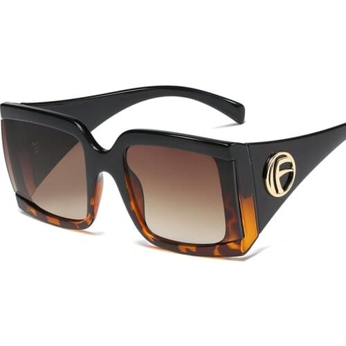 FENCHI Oversized Sun Glasses for Women Sunglasses Female 2021 Retro Rectangle Black Blue Square Shades Oculos De Sol Feminino