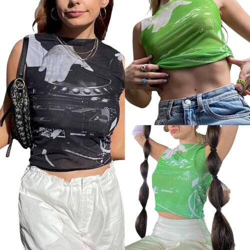 Womens Halter Crop Tank Tops, Sleeveless Deep V Neck Floral/Wavy Straipes Print Tie Back Camisole