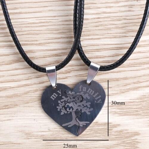 2pcs Couple Family Love "Love You" Tree of Life Pendant Leather Rope Necklace Female Couple Charm Jewellery