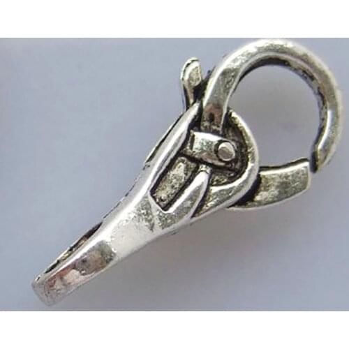 20pcs Antique Silver Color Hook Lobster Clasps 25x10mm for DIY Necklace Bracelet Jewelry Making