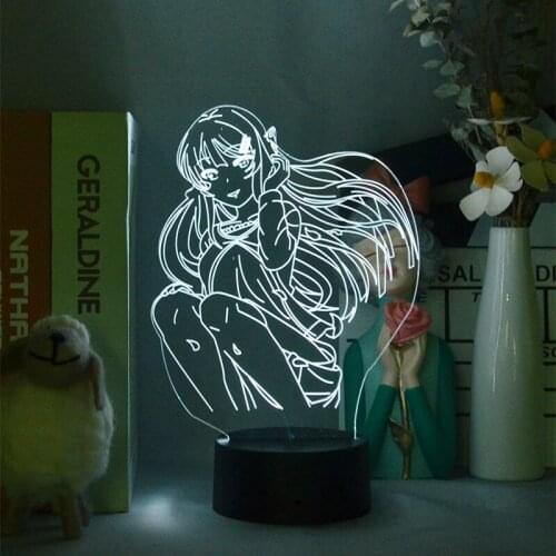 Darling in the Franxx 3D Night Light USB Powered Zero Two Lamp for Bedside Table Room Decoration Anime Lamparas Desk Art Decor