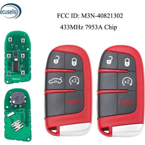 4/5 Buttons Smart Remote Key Fob for Dodge Durango Journey 2014-2018 433MHz 7953A chip M3N-40821302 M3N40821302-Red color