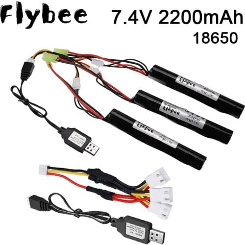 18650 Airsoft gun battery Lipo Power Battery 7.4V 2200MAH 40C AKKU Mini Airsoft toys Gun 7.4 V 2200 mAh Battery model parts