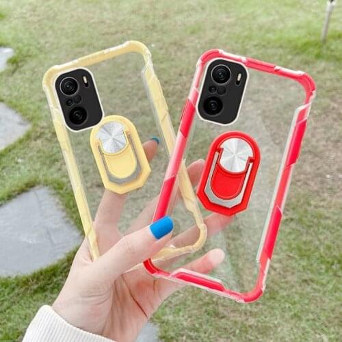 Magnetic Ring Stand Airbag Shockproof Case For Xiaomi POCO X3 M3 Note 10 Pro Transparent Phone Cover For Redmi Note 10 9 8 Pro