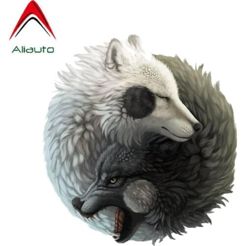 Aliauto Personality Yin Yang Wolf Decal PVC Waterproof Reflective Creative Car Sticker Decoration Accessories,13cm*12cm