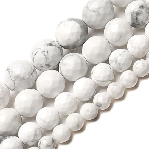 Natural White Howlite Mala Turquoises Round Loose Beads 15" Strand 4/6/8/10/12 MM Pick Fit Diy Charm Beads For Jewelry Making