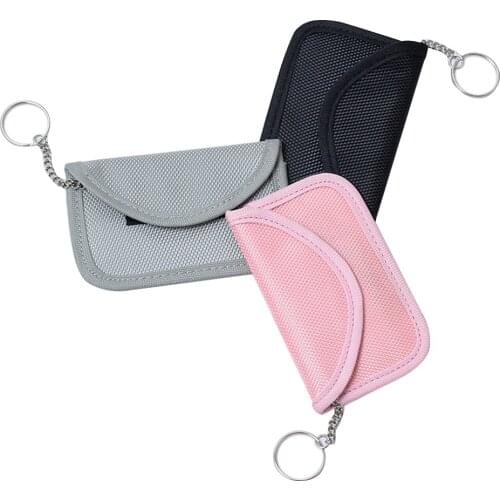 RF RFID Signal Blocking Bag Cover Keychain Key Chain Anti-Radiation Signal Shielding Pouch Wallet Key Case GSM 3G 4G LTE GPS
