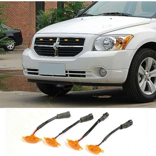 For Dodge Caliber 2007-2012 LED Car Front bumper Grille LED Amber Light Raptor Style Light Kit Decor W/ Wire Speed