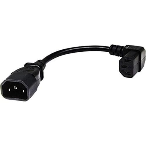 IEC 320 90 Degree C13 3 Pin Female to C14 3 Pin Male PDU Power Supply Extension Cord for Computer LED HDTV Monitor and Scanner