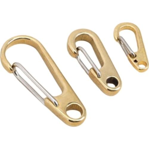 Pure Brass Split Key Curtain Clasp Keychain D Ring Shape Strap Carabiners Clips Decoration Outdoor Applications Sports T21E