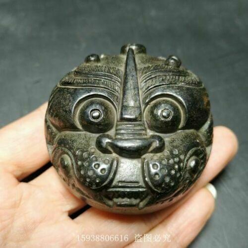 Chinese Red mountain culture collection meteorite carving Tiger head Pendant