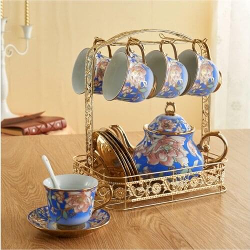 Classic Tea Cup Rack Dish Holder Multi Hooks Art Coffee Cup Rack Glass Tea Organizer Pitcher Holder Kitchen Storage Organizer