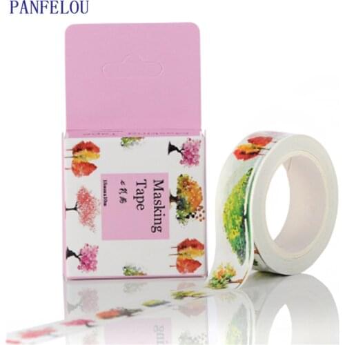 PANFELOU 1.5CMx10M Colorful tree cartoon Stickers border masking adhesive paper washi tape DIY Scrapbooking Hand account