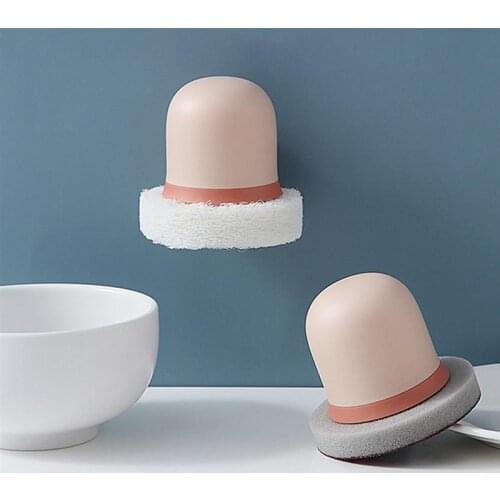 Kitchen Palm Brush Round Mini Handheld Dish Scrubber Kitchen Cleaning Scrubber For Pot Household Cleaning Tools Wash Pot