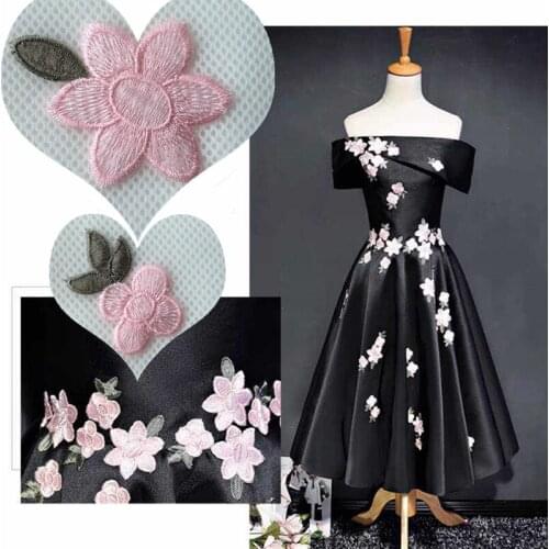 10pcs Beautiful Flower Pink Lace Applique Trim Embroidered Lace Ribbon For Garment Accessories Decoration Clothing Sew on