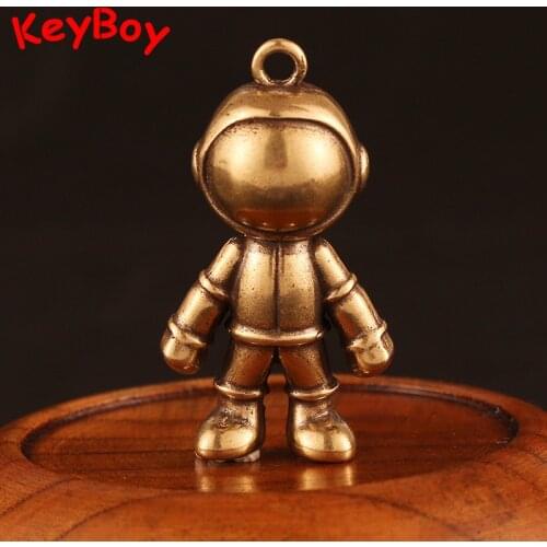 3D Astronaut Space Robot Brass Keychain Pendant Men Car Waist Buckle Hanging Copper Key Chain Ring Charm Accessories Friend Gift