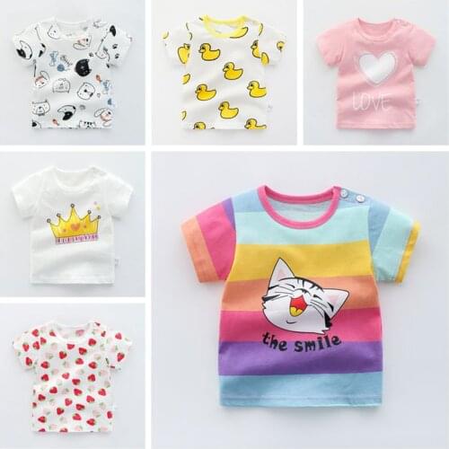 Summer Clothes For Baby Girls Boys Infant Cotton Girls Tops T-shirt Children Cartoon Print Short T Shirt Kids Top Size 0-6Y