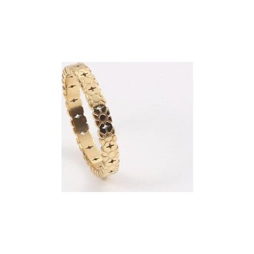 INSCHIC Hot Sale Drop Shipping Small Daisy Cross Stainless Steel Rings For Women Valentines Day Gift Golden Thin Trendy Wedding