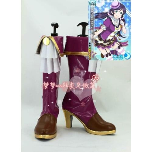 Love Live! Tojo Nozomi fruitfresh Purple Cosplay Shoes Halloween Anime Custom-made cosplay high heel shoes boots