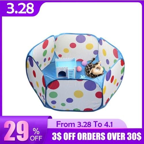 Dot Print Portable Foldable Pet Fence Indoor Outdoor Game Safe Guard Playpen Small Medium Animal Cage for Hamster Cat Guinea Pig