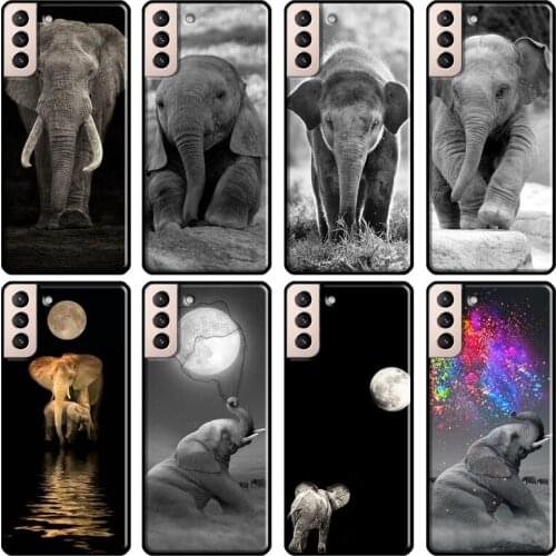 Baby Elephant Moon Soft Cover For Samsung Galaxy S20 FE S8 S9 S10 Plus Note 10 Note 20 S21 Ultra Back Case