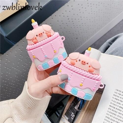 3D Cartoon Pig Cake Soft Silicone Earphone Case For Airpods Pro 3 Protective Cover For Airpods 1 2 Cute Bluetooth Coque