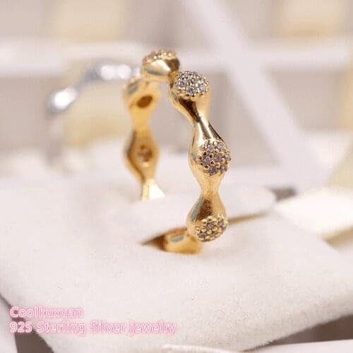 New 100% 925 Sterling Silver Modern LovePods Ring, Yellow color & Clear CZ For Women Wedding Gift Original Jewelry Accessories